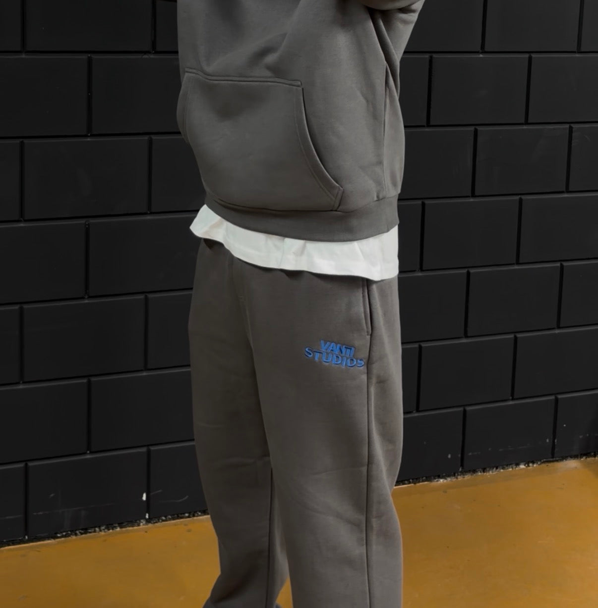 Blue - Dark grey fluffy trackpants