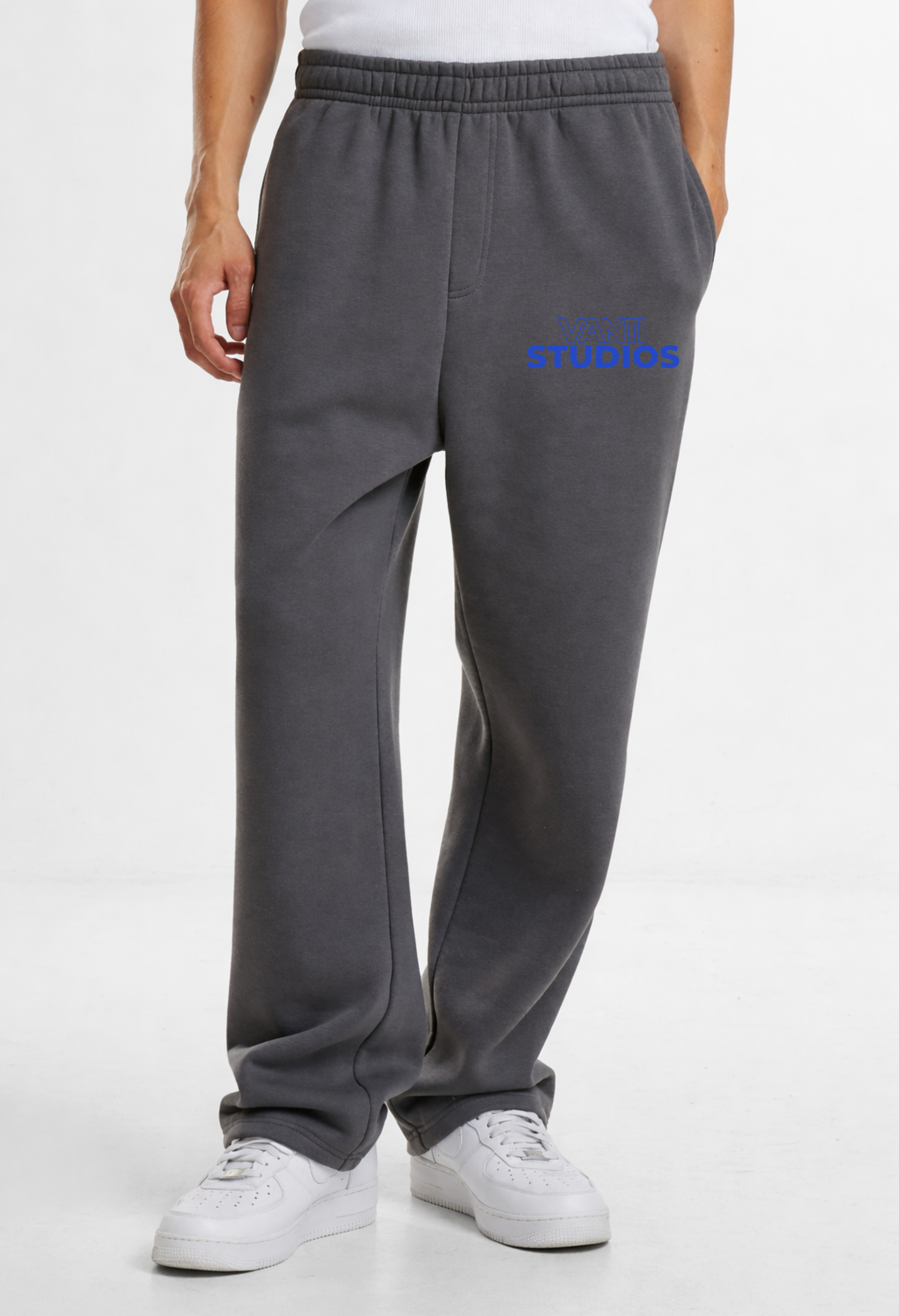 Blue - Dark grey fluffy trackpants