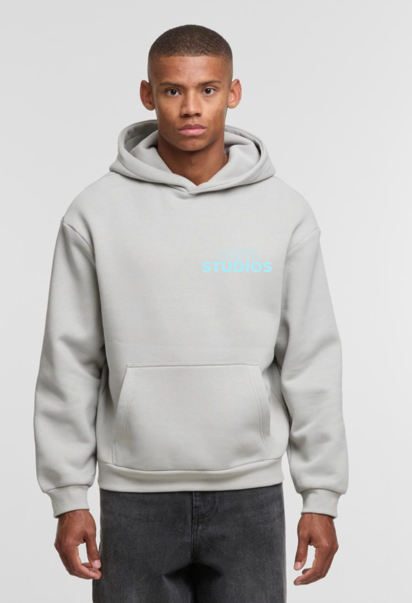 Mint - Light grey fluffy hoodie