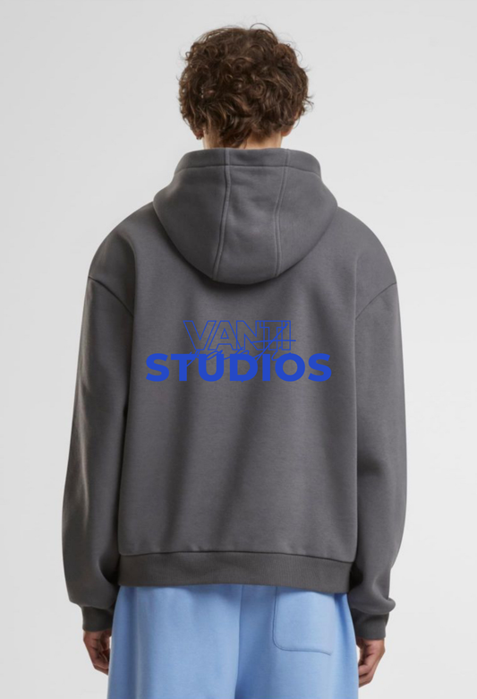 Blue - Dark grey fluffy hoodie