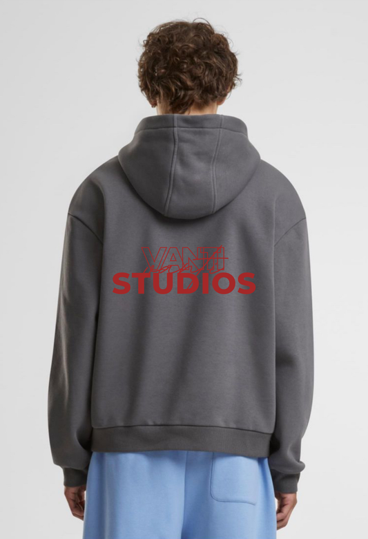 Bordeaux - Dark grey fluffy hoodie